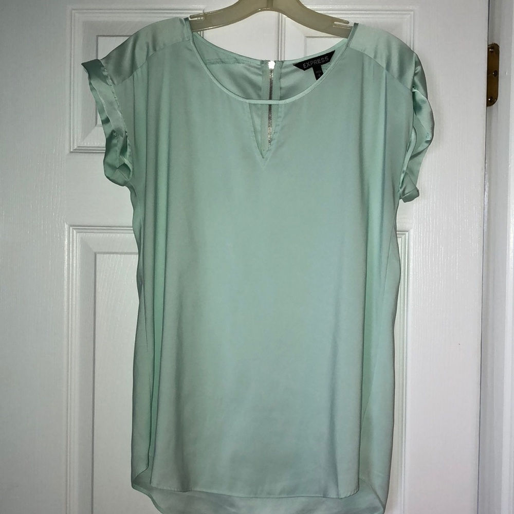 Light teal key hole blouse